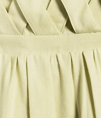 Dear Moon Square Neck Basketweave Puff Sleeve Dress