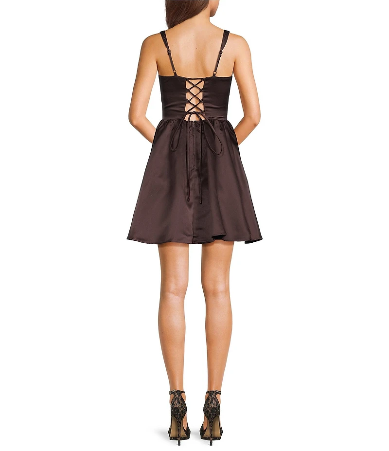 Dear Moon Square Neck Lace Up Back Dress