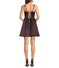 Dear Moon Square Neck Lace Up Back Dress