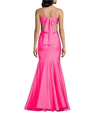 Dear Moon Square Neck Ruched Tie Back Ball Gown