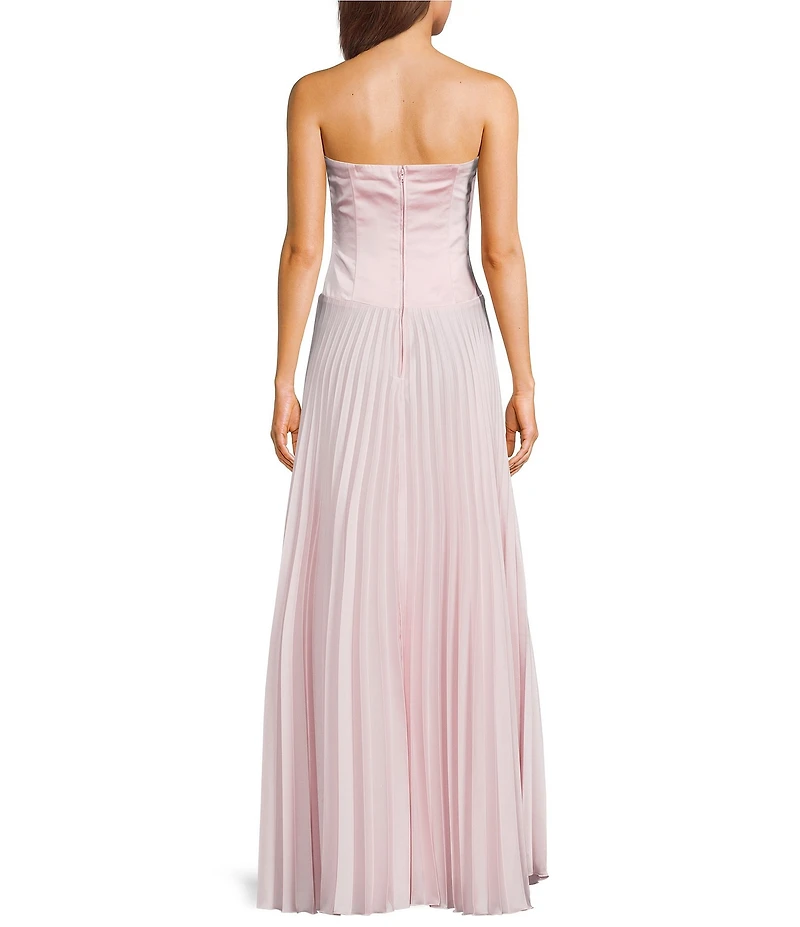 Dear Moon Strapless Corseted Drop Waist Pleated Gown