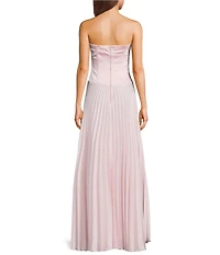 Dear Moon Strapless Corseted Drop Waist Pleated Gown
