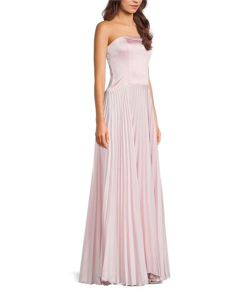 Dear Moon Strapless Corseted Drop Waist Pleated Gown