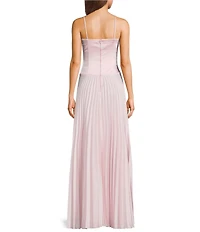 Dear Moon Strapless Corseted Drop Waist Pleated Gown