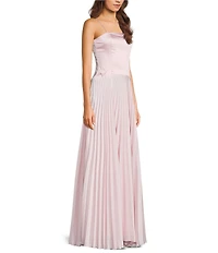 Dear Moon Strapless Corseted Drop Waist Pleated Gown