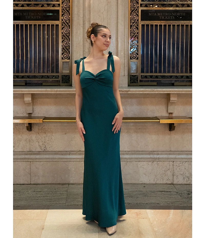 Dear Moon Sweetheart Neck Twist Front Tie-Shoulder Empire Waist Dress