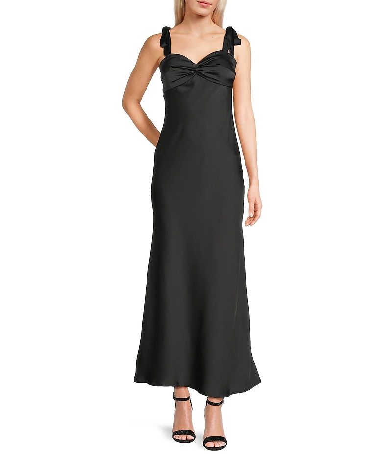 Dear Moon Sweetheart Neck Twist Front Tie Shoulder Long Dress