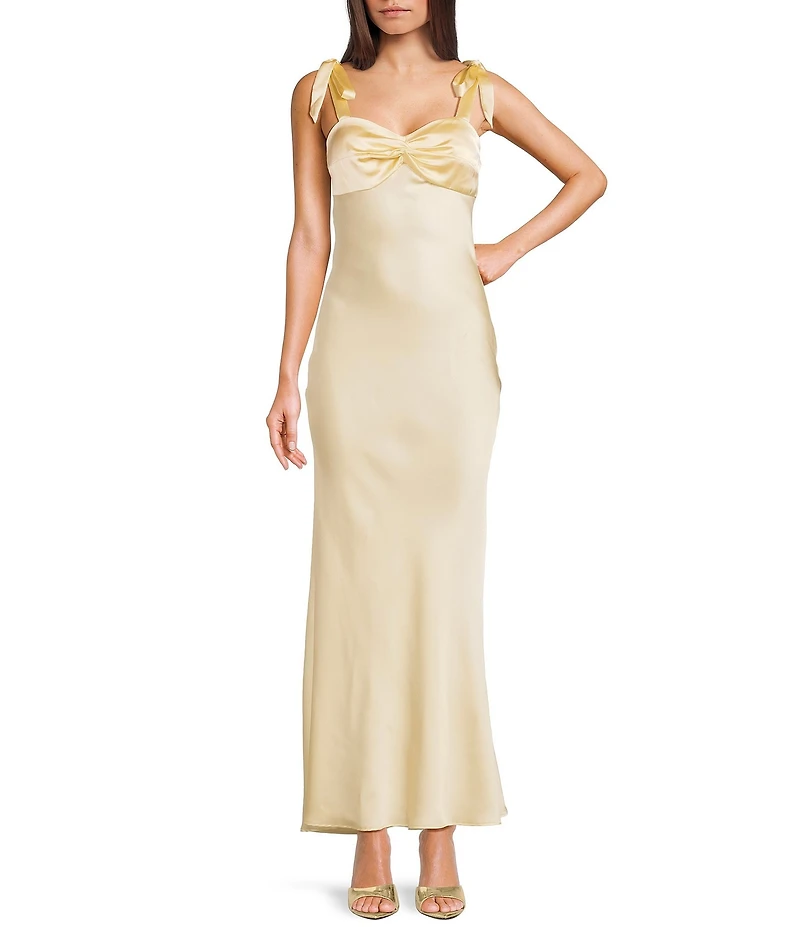 Dear Moon Sweetheart Neck Twist Front Tie Shoulder Long Dress