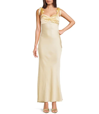 Dear Moon Sweetheart Neck Twist Front Tie Shoulder Long Dress