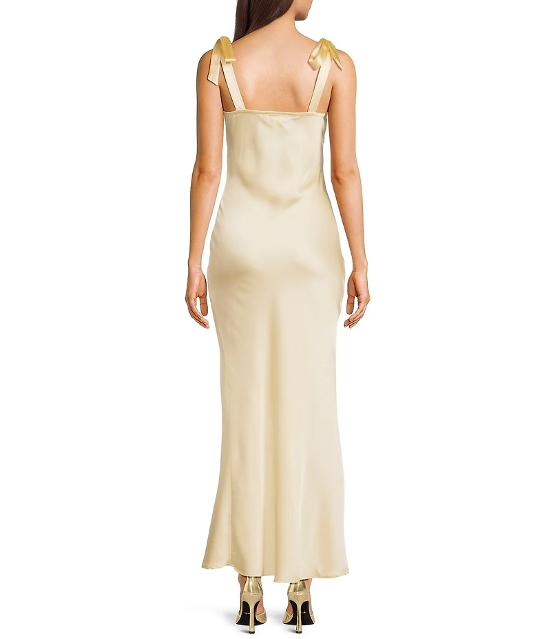 Dear Moon Sweetheart Neck Twist Front Tie Shoulder Long Dress