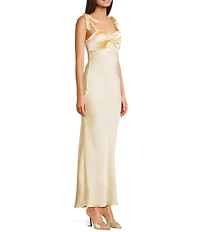 Dear Moon Sweetheart Neck Twist Front Tie Shoulder Long Dress