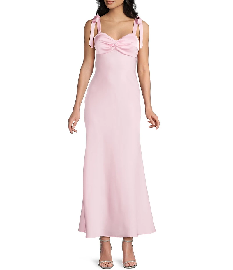 Dear Moon Sweetheart Neck Twist Front Tie Shoulder Long Dress
