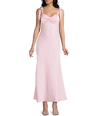 Dear Moon Sweetheart Neck Twist Front Tie Shoulder Long Dress
