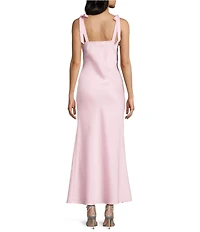 Dear Moon Sweetheart Neck Twist Front Tie Shoulder Long Dress