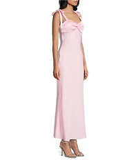 Dear Moon Sweetheart Neck Twist Front Tie Shoulder Long Dress