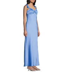 Dear Moon Sweetheart Neck Twist Front Tie Shoulder Long Dress