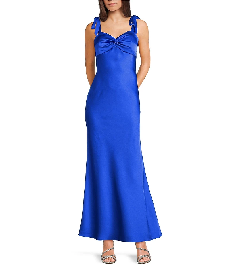 Dear Moon Sweetheart Neck Twist Front Tie Shoulder Long Dress