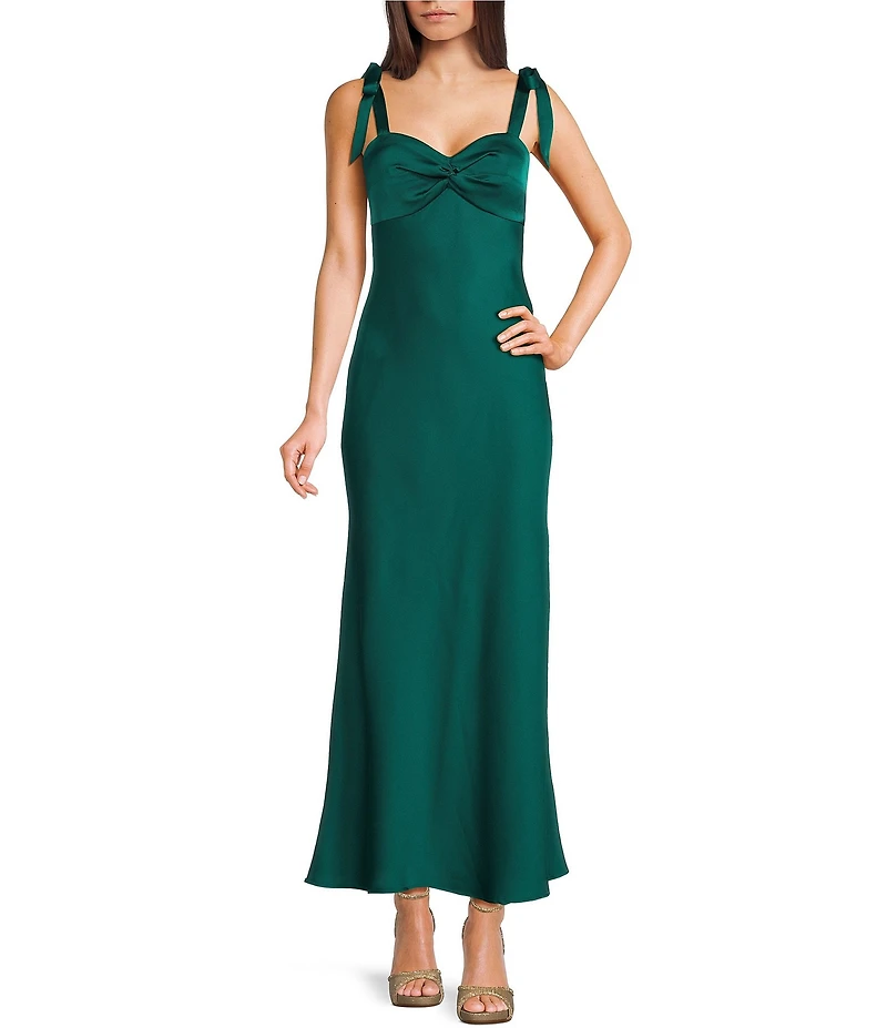 Dear Moon Sweetheart Neck Twist Front Tie Shoulder Long Dress