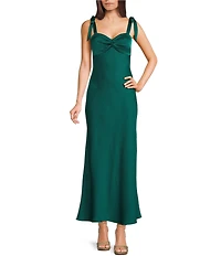 Dear Moon Sweetheart Neck Twist Front Tie Shoulder Long Dress