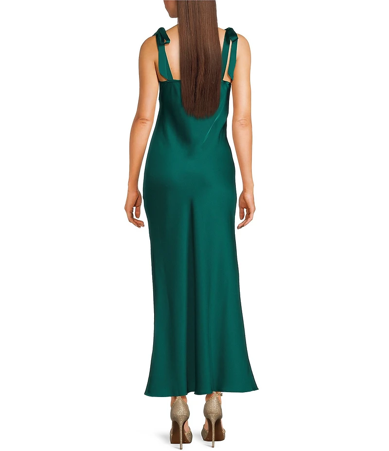 Dear Moon Sweetheart Neck Twist Front Tie Shoulder Long Dress