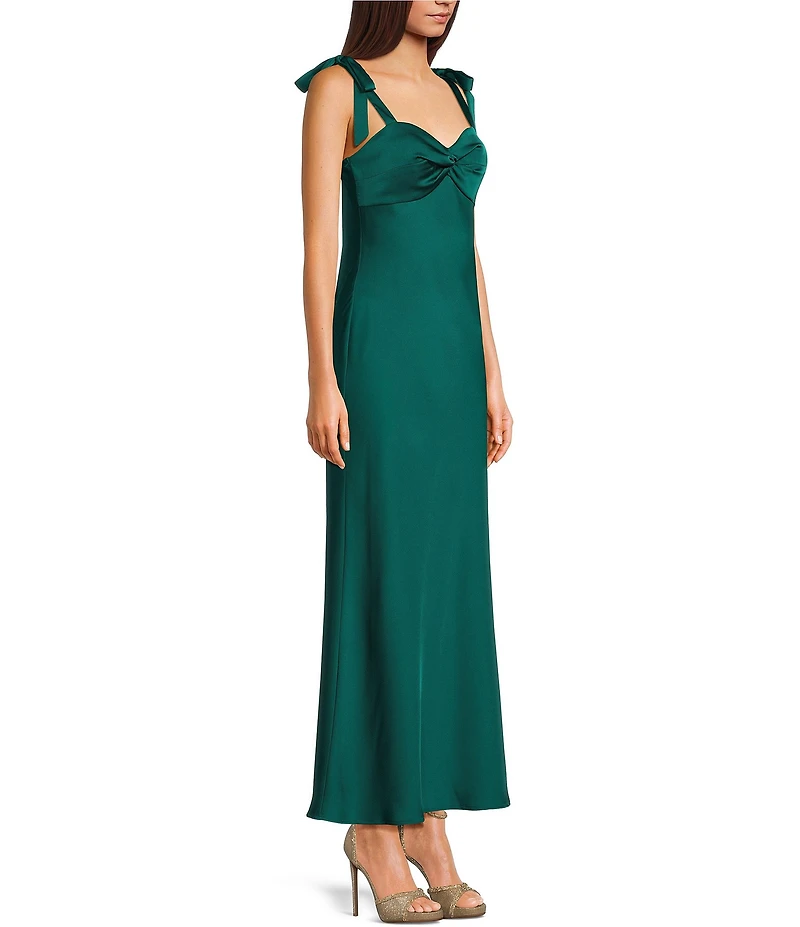 Dear Moon Sweetheart Neck Twist Front Tie Shoulder Long Dress