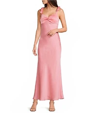 Dear Moon Sweetheart Neck Twist Front Tie Shoulder Long Dress