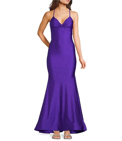Dear Moon Twist Front Ruched Open Back Ball Gown