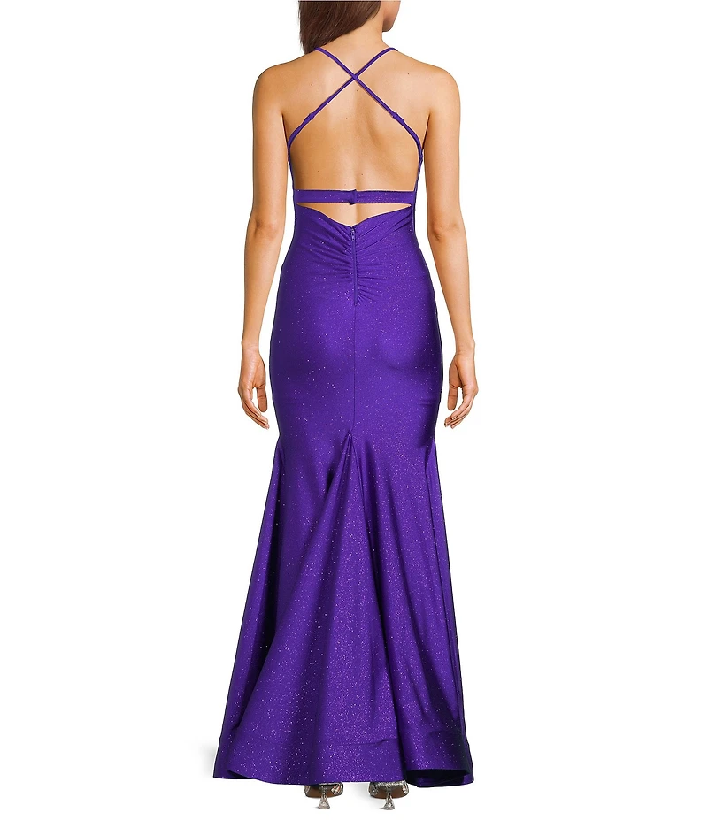 Dear Moon Twist Front Ruched Open Back Ball Gown