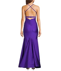 Dear Moon Twist Front Ruched Open Back Ball Gown