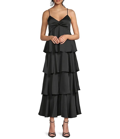 Dear Moon Twist Front Tiered Midi Dress
