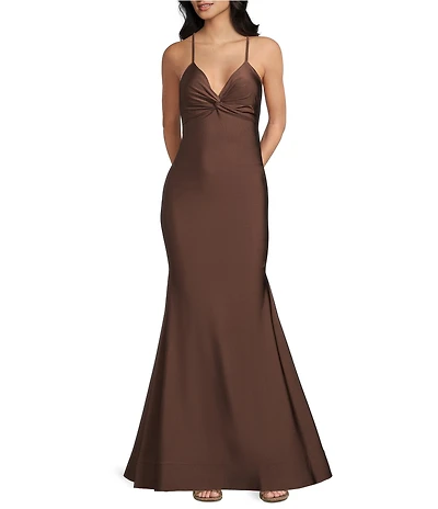 Dear Moon V-Neck Twist Front Horsehair Hem Dress