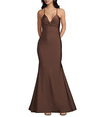 Dear Moon V-Neck Twist Front Horsehair Hem Dress