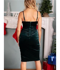 Dear Moon Velvet Faux Wrap Midi Dress