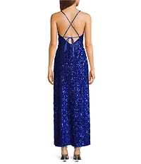 Dear Moon Velvet Sequin Keyhole Front Dress