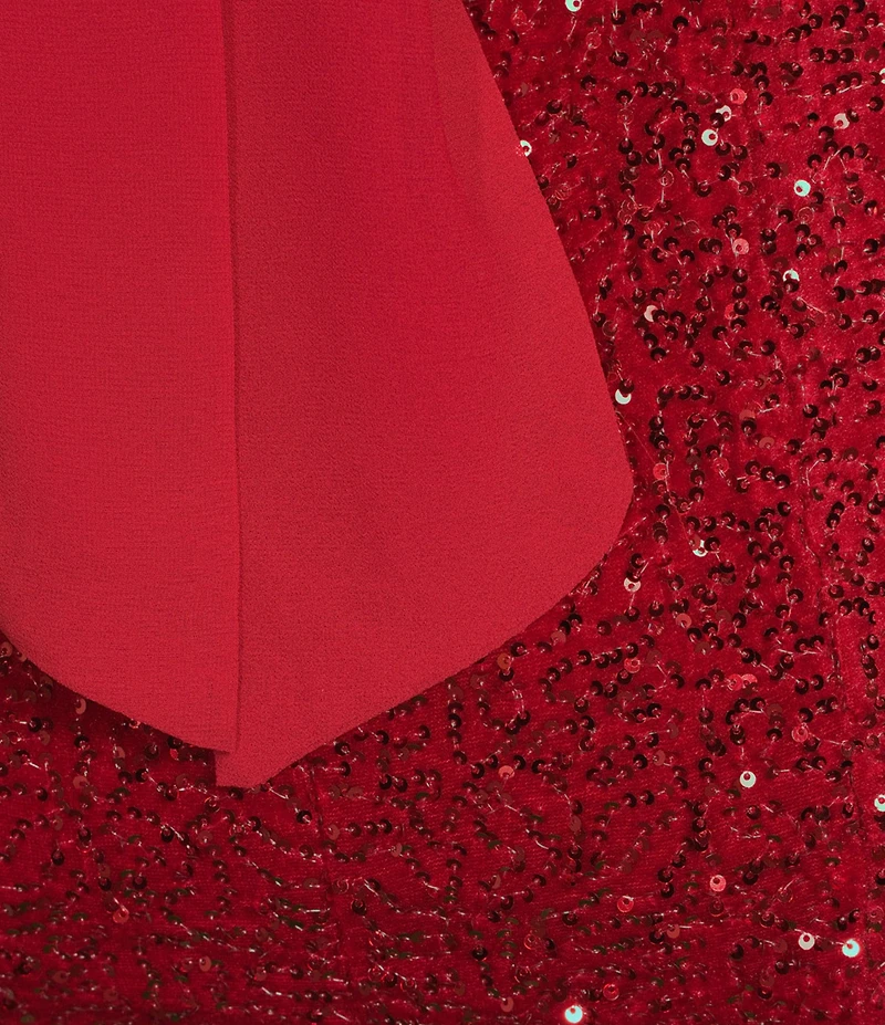 Dear Moon Velvet Sequin Square Neck Tie Back Dress