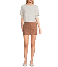 Dee Elly Cable Crew Long Sleeve Sweater