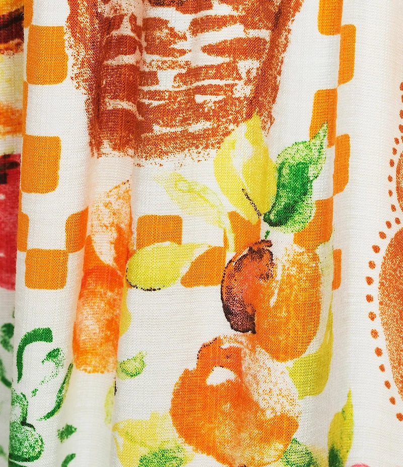Dee Elly Cherry Farm Market Print Square Neck Maxi Dress
