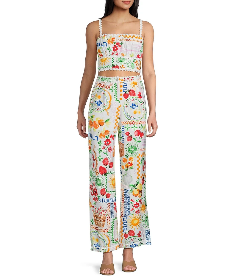 Dee Elly Cherry Farmers Market Print Coordinating Pants