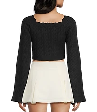 Dee Elly Cropped Scoop Neck Long Sleeve Sweater Top
