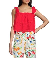 Dee Elly Eyelet Scallop Sleeveless Box Top