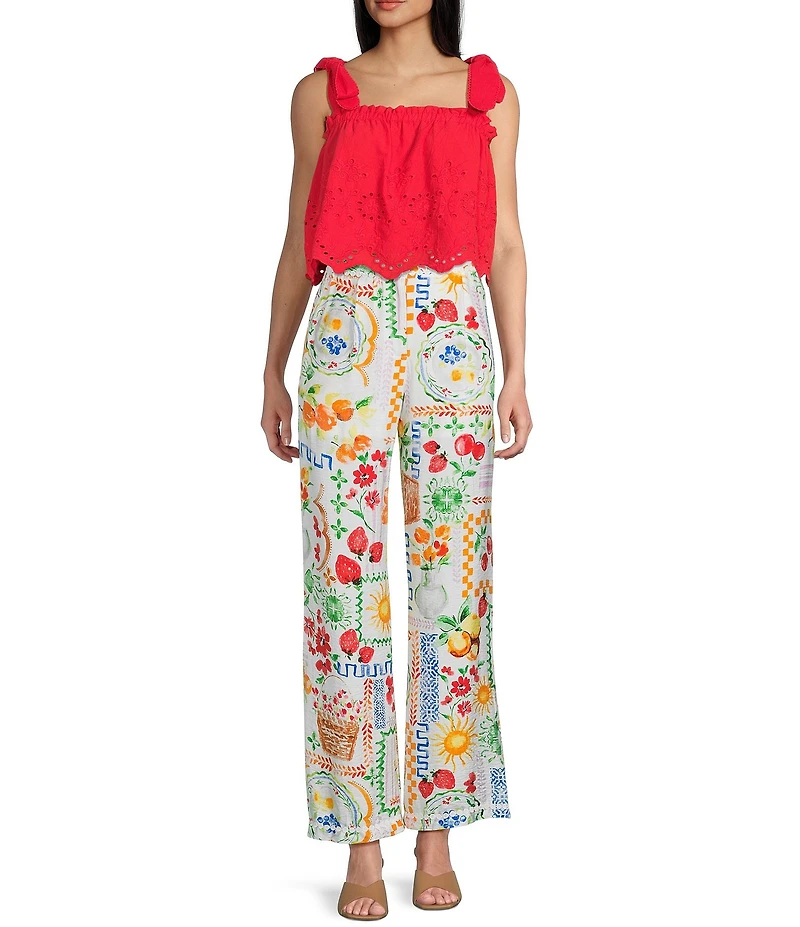 Dee Elly Eyelet Scallop Sleeveless Box Top