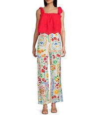 Dee Elly Eyelet Scallop Sleeveless Box Top