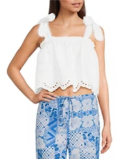 Dee Elly Eyelet Scallop Sleeveless Box Top