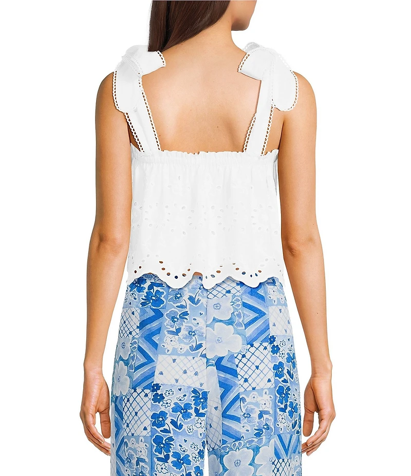 Dee Elly Eyelet Scallop Sleeveless Box Top