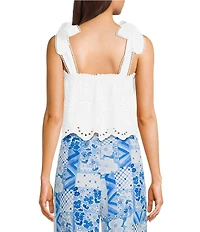 Dee Elly Eyelet Scallop Sleeveless Box Top
