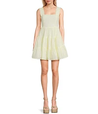 Dee Elly Eyelet Square Neck Mini Dress