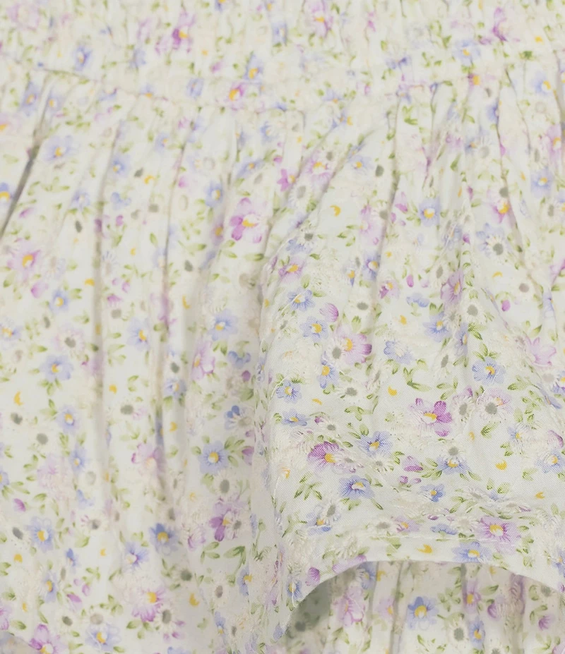 Dee Elly Floral Print Layered Fit & Flare Mini Skirt