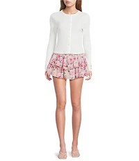 Dee Elly Floral Print Layered Fit & Flare Mini Skirt