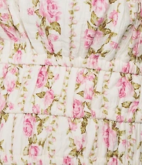 Dee Elly Floral Print Strapless Smocked Mini Dress