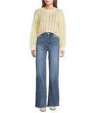 Dee Elly Knit Open Knit Oversized Crochet Long Sleeve Boxy Sweater